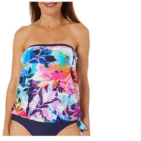 Maxine of Hollywood floral side tie swim top - Picture 1 of 6